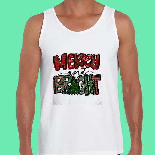 Beach Tank Top Merry Bright Christmas Trees Funny Christmas Gift 1