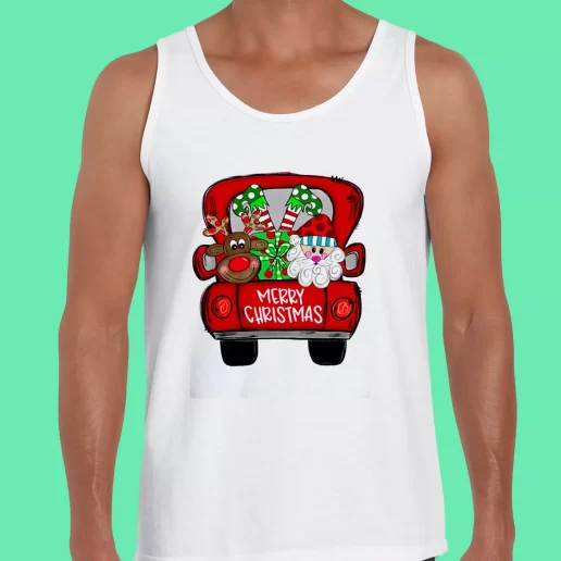 Beach Tank Top Merry Christmas Red Trees Truck Funny Christmas Gift 1