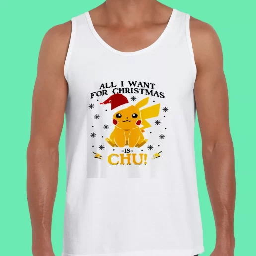 Beach Tank Top Pikachu All I Want For Christmas Funny Christmas Gift 1