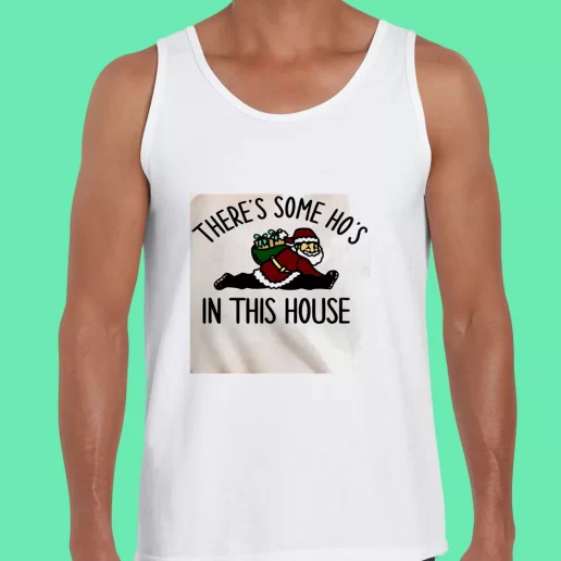 Beach Tank Top Santa There Is Some Hos In This House Funny Christmas Gift 1
