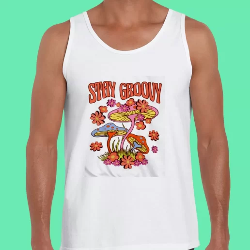 Beach Tank Top Trippy Mushroom Stay Groovy Funny Christmas Gift 1