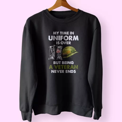 Being A Veteran Never Ends Holiday Sweatshirt 1