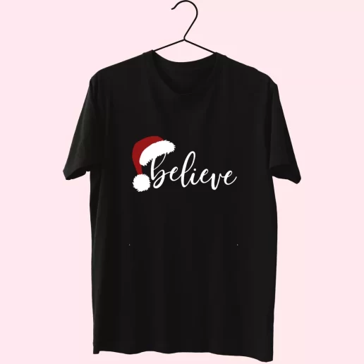 Believe Santa Hat T Shirt Xmas Design 1