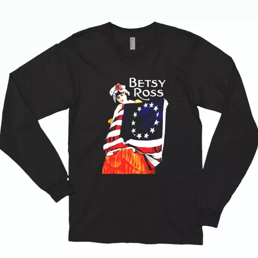 Betsy Ross American Flag 1776 Art Combat Long Sleeve T Shirt 1