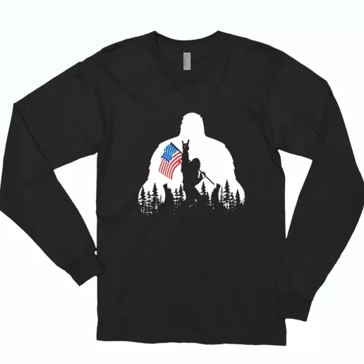 Bigfoot American Flag Combat Long Sleeve T Shirt 1