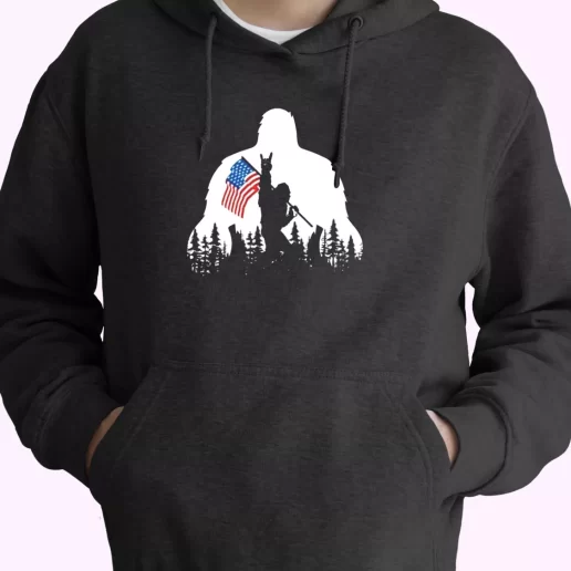 Bigfoot American Flag Old Hoodie Veterans Day 1