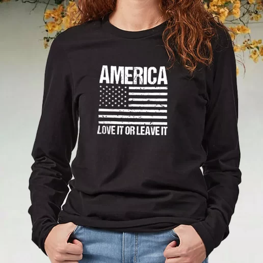 Black Long Sleeve T Shirt America Love it or Leave It Navy Veterans Day Gifts 1