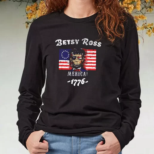 Black Long Sleeve T Shirt Betsy Ross American Victory 1776 Abraham Lincoln Navy Veterans Day Gifts 1