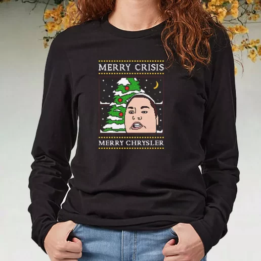 Black Long Sleeve T Shirt Christine Sydelko Merry Crimus Crisis Chrysler Christmas Xmas Present 1
