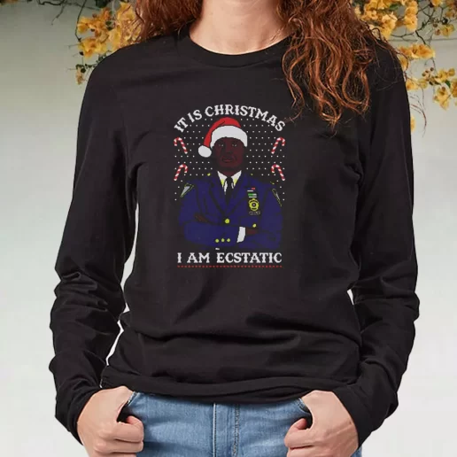 Black Long Sleeve T Shirt Christmas Captain Raymond Holt I Am Ecstatic Xmas Present 1