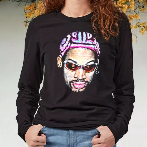 Black Long Sleeve T Shirt Dennis Rodman Rapper New Hair 1