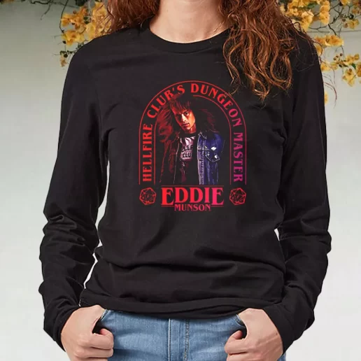 Black Long Sleeve T Shirt Eddie Munson Hellfire Club Dungeon Master 1