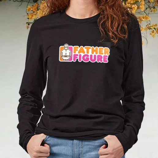 Black Long Sleeve T Shirt Father Figure Dunkin Donuts Style DIY Father Day Gift 1
