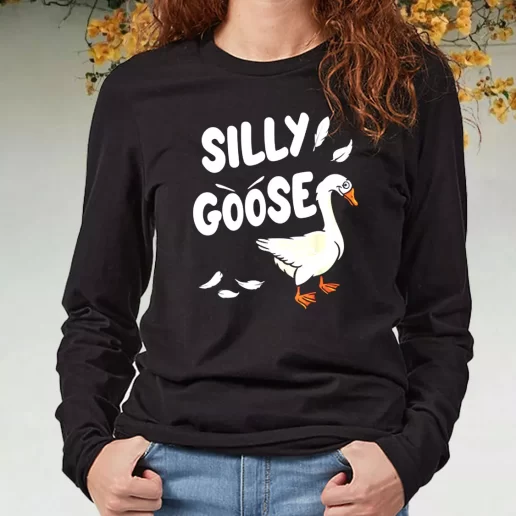 Black Long Sleeve T Shirt Geese Gift Silly Goose 1