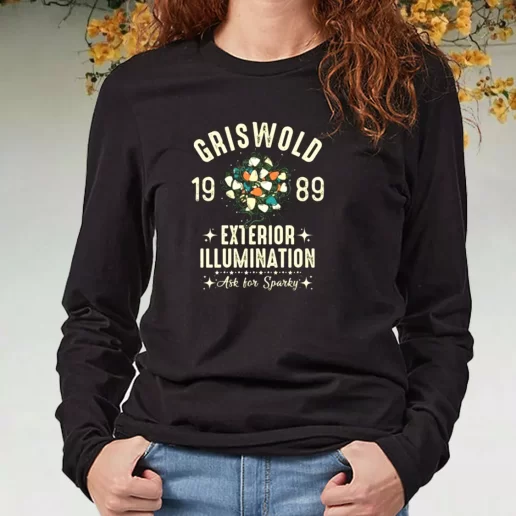 Black Long Sleeve T Shirt Griswold Family Exterior Illumination Xmas Present 1