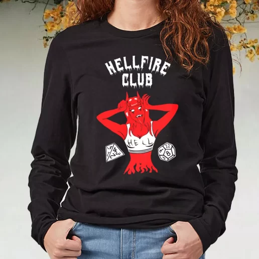 Black Long Sleeve T Shirt Hellfire Club Devil Stranger Things 1