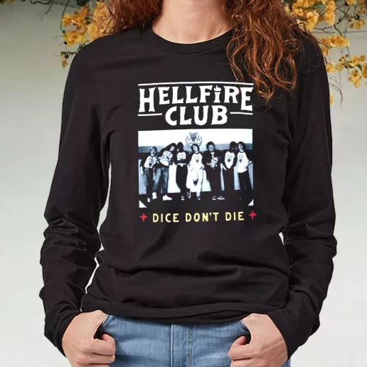 Black Long Sleeve T Shirt Hellfire Club Dice Dont Die 1