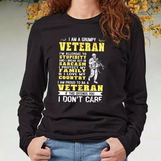 Black Long Sleeve T Shirt I Am A Grumpy Veteran Proud To Be Veteran Navy Veterans Day Gifts 1