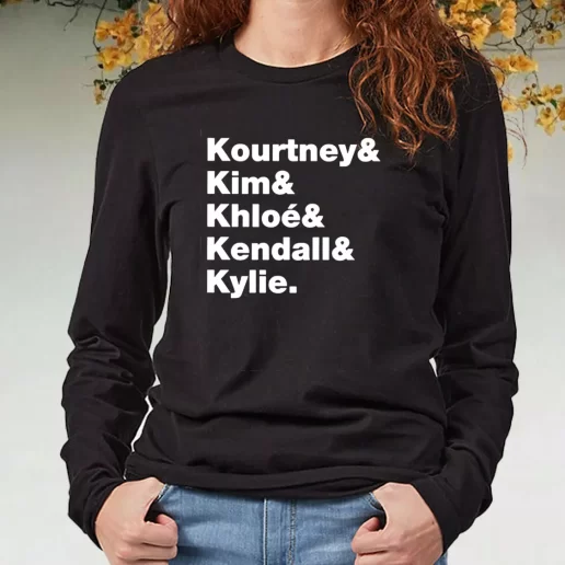 Black Long Sleeve T Shirt Kourtney Kim Chloe Kendall And Kylie Family 1