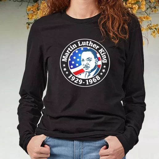 Black Long Sleeve T Shirt Martin Luther King Jr American Flag Motivational 1