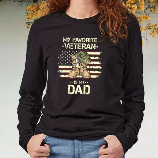 Black Long Sleeve T Shirt My Favorite Veteran Is My Dad Navy Veterans Day Gifts 1