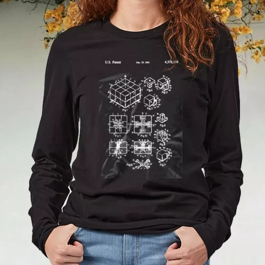 Black Long Sleeve T Shirt Rubiks Cube Patent 1