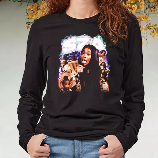 Black Long Sleeve T Shirt SZA Rapper Icon Butterfly 1