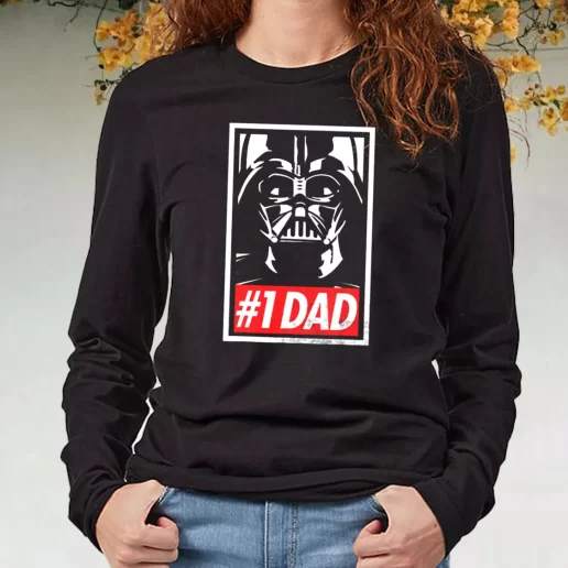 Black Long Sleeve T Shirt Star Wars Darth Vader Number 1 Dad Propaganda DIY Father Day Gift 1