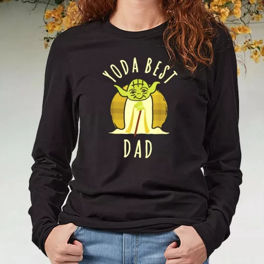 Black Long Sleeve T Shirt Star Wars Yoda Best Dad DIY Father Day Gift 1