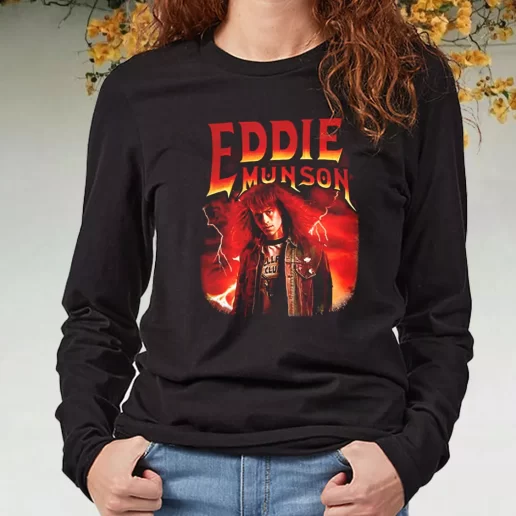 Black Long Sleeve T Shirt Stranger Things Eddie Munson HellFire Club 1