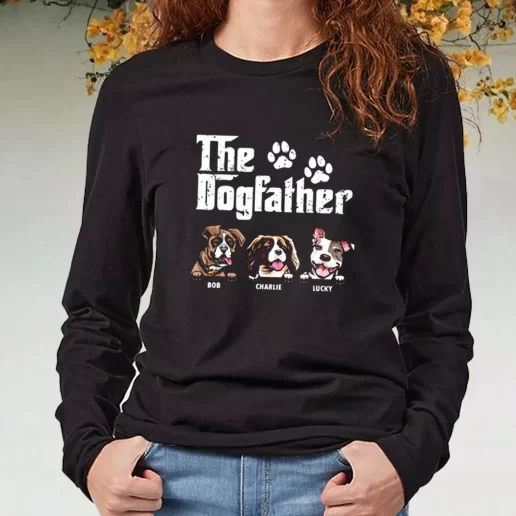 Black Long Sleeve T Shirt The Dog Father DIY Father Day Gift 1