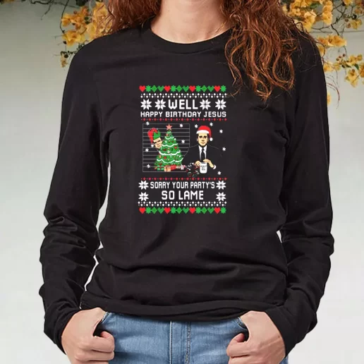 Black Long Sleeve T Shirt The Office Well Happy Birthday Jesus Xmas Present 1