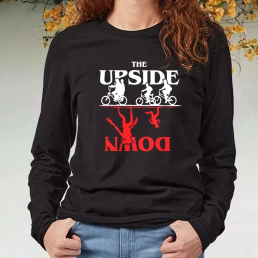 Black Long Sleeve T Shirt Upside Down Stranger Things 1