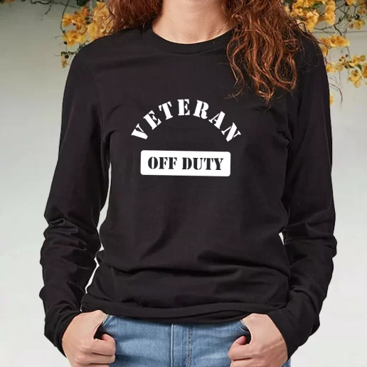 Black Long Sleeve T Shirt Veteran Off Duty Navy Veterans Day Gifts 1