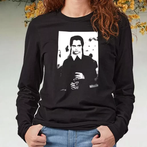 Black Long Sleeve T Shirt Wednesday Addams Poison Horror Movie 1