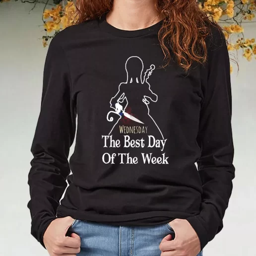 Black Long Sleeve T Shirt Wednesday Addams The Best Day Of The Week 1