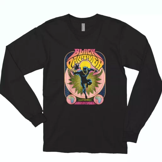 Black Panther Vintage 70s Trendy Long Sleeve T Shirt 1