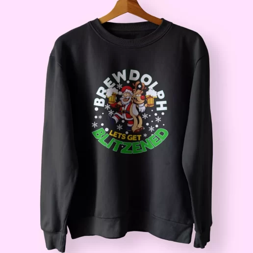 Brewdolph Lets Get Blitzened Christmas Sweatshirt Xmas Outfit 1