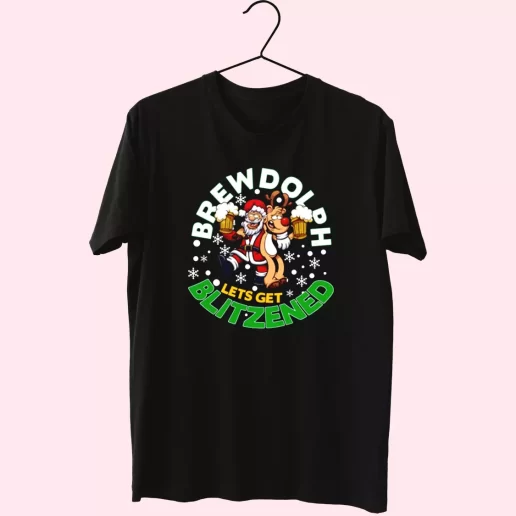 Brewdolph Lets Get Blitzened Christmas T Shirt Xmas Design 1