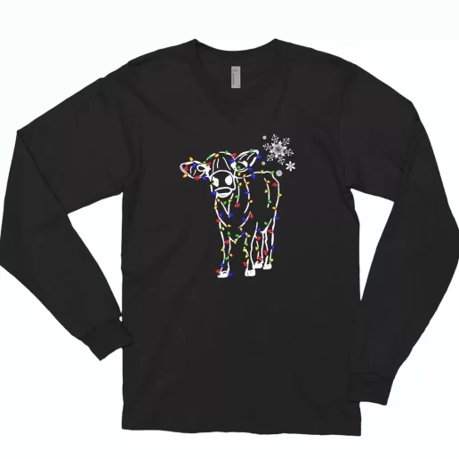 Christmas Cow Light Long Sleeve T Shirt Xmas Gift 1