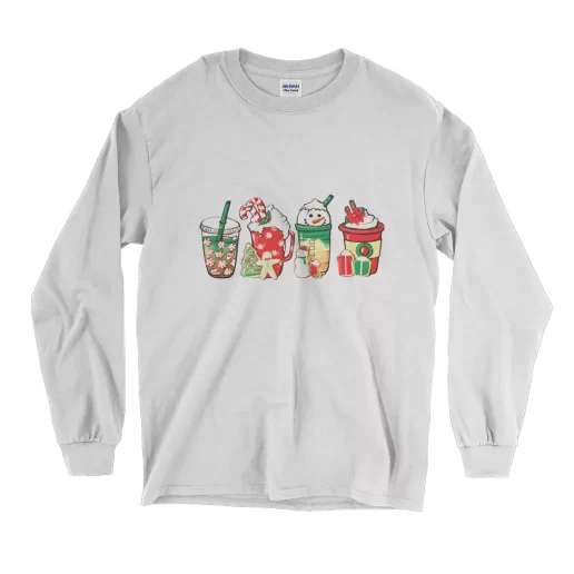 Christmas Snowman Latte Coffee Lover Long Sleeve T Shirt Christmas Outfit 1