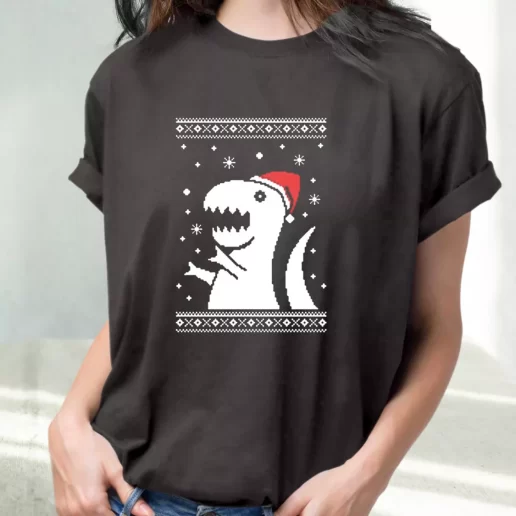 Classic T Shirt Big Trex Santa Cute Xmas Shirts 1