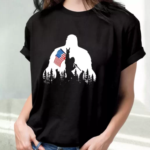 Classic T Shirt Bigfoot American Flag Outfits For Veterans Day 1