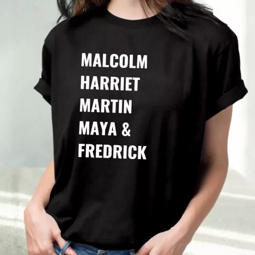 Classic T Shirt Civil Rights Icons Malcolm Harriet Martin Maya Fredrick 1