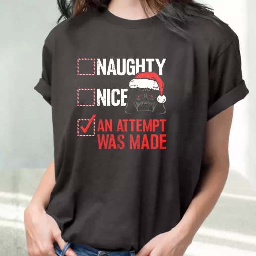 Classic T Shirt Darth Vader Naughty or Nice Checklist Cute Xmas Shirts 1