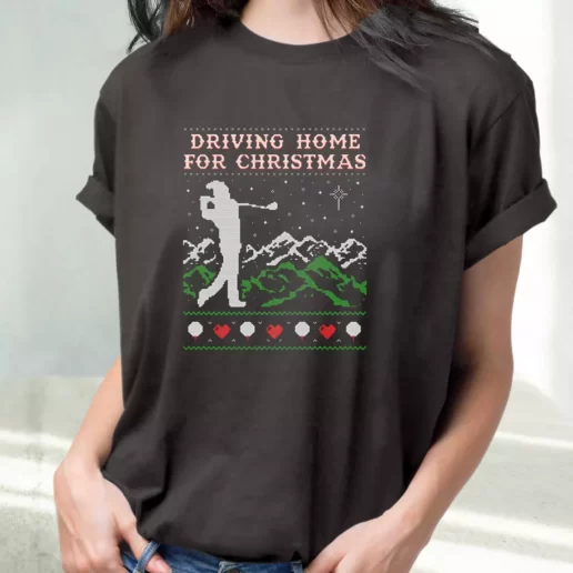 Classic T Shirt Driving Home For Christmas Golf Cute Xmas Shirts 1