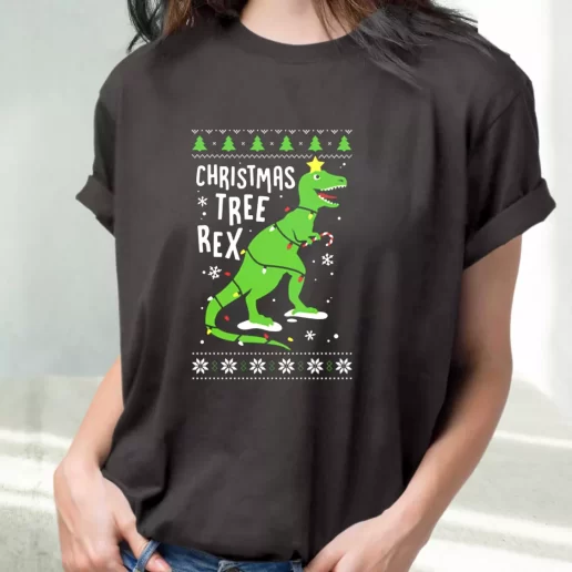 Classic T Shirt Funny Christmas Tree Rex T Rex Cute Xmas Shirts 1