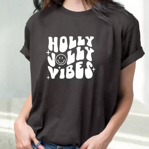 Classic T Shirt Holly Jolly Vibes Cute Xmas Shirts 1