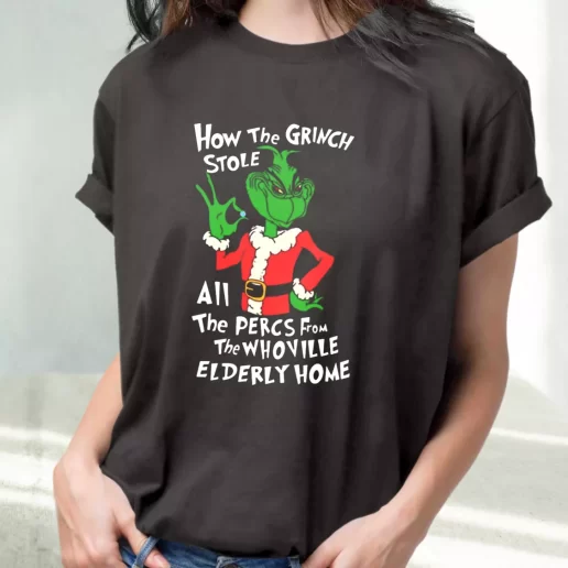 Classic T Shirt How The Grinch Stole All The Perces Shirt Cute Xmas Shirts 1