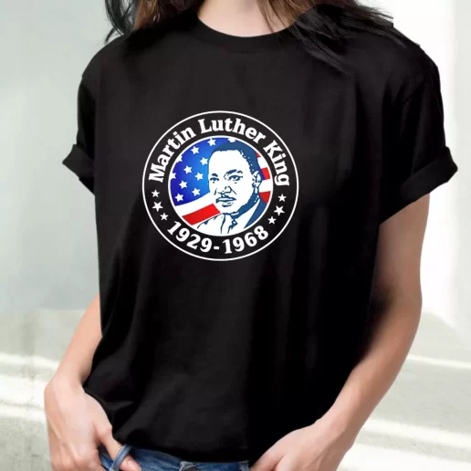 Classic T Shirt Martin Luther King Jr American Flag Motivational 1